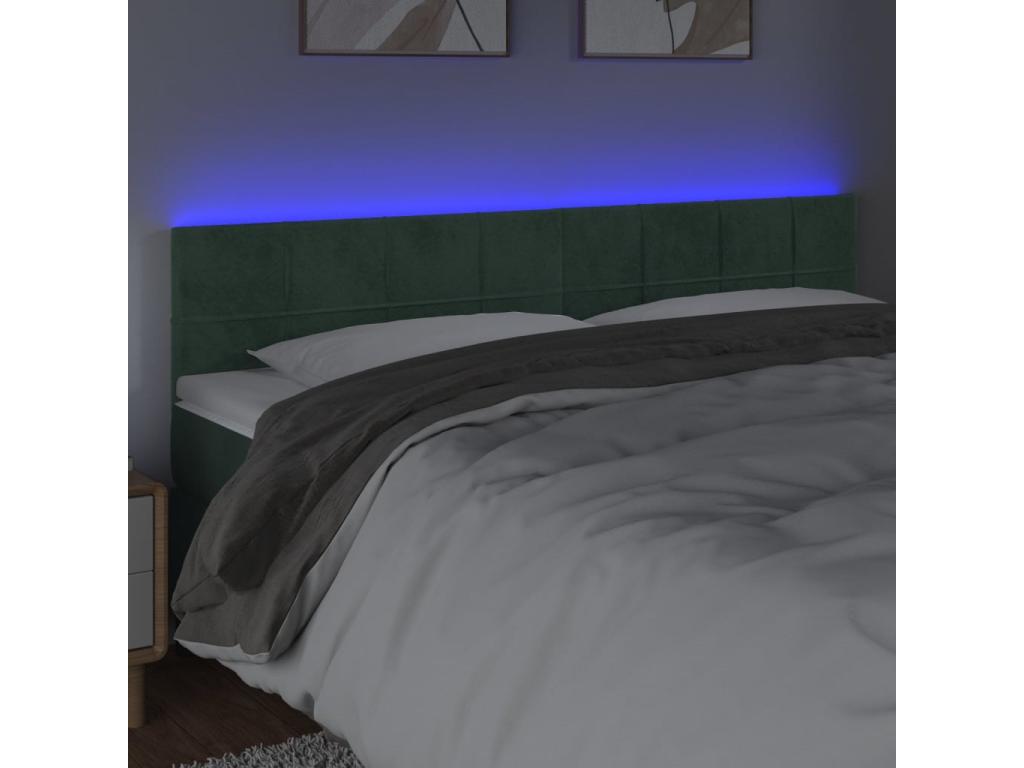 Dark Green LED Headboard 160x5x78/88 cm Velvet EKOO65747