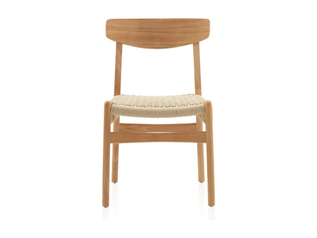 Set of 4 rubberwood chairs with woven seats GFVD96241