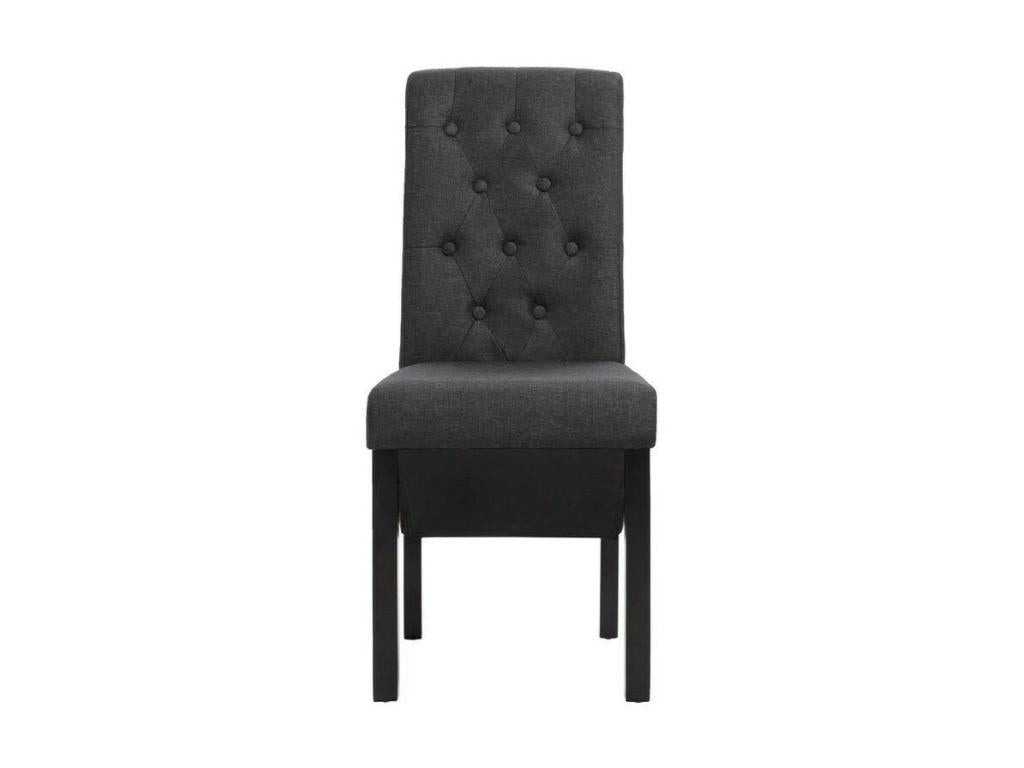 Decohaute dark grey fabric and black wood upholstered chair - Set of 4 HAQM82624
