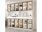 Display cabinet with 12 glass doors and 6 drawers - 240x36x200 cm - LEDs - Particleboard - White NVPV47260