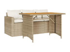 2-piece beige poly rattan garden dining set and cushions UYYY32254