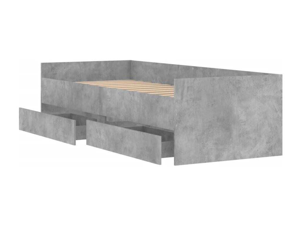 Bed frame with drawers, concrete grey, 90x200 cm XDUM02095