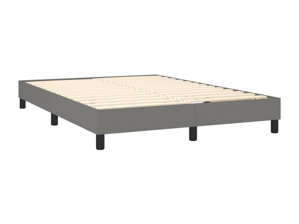 Upholstered bed base with mattress, dark grey, 140x190cm, fabric, JINJ46481