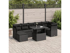 8-piece garden furniture set with cushions, black resin wicker HKSN32957