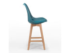 Nordic stool with duck blue faux leather cushion and light beech legs Domopure 67cm SXQE26145