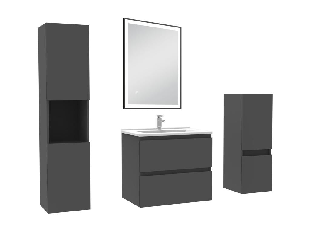 60cm Bathroom Vanity Unit with Column and Illuminated Wall Mirror, 3 Colors, Anthracite LOGP80084