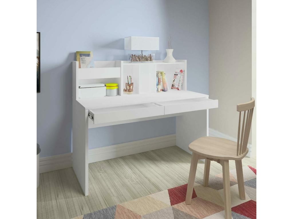Desk with top cabinet, white fiberboard and wood, TACCO ENZQ76148