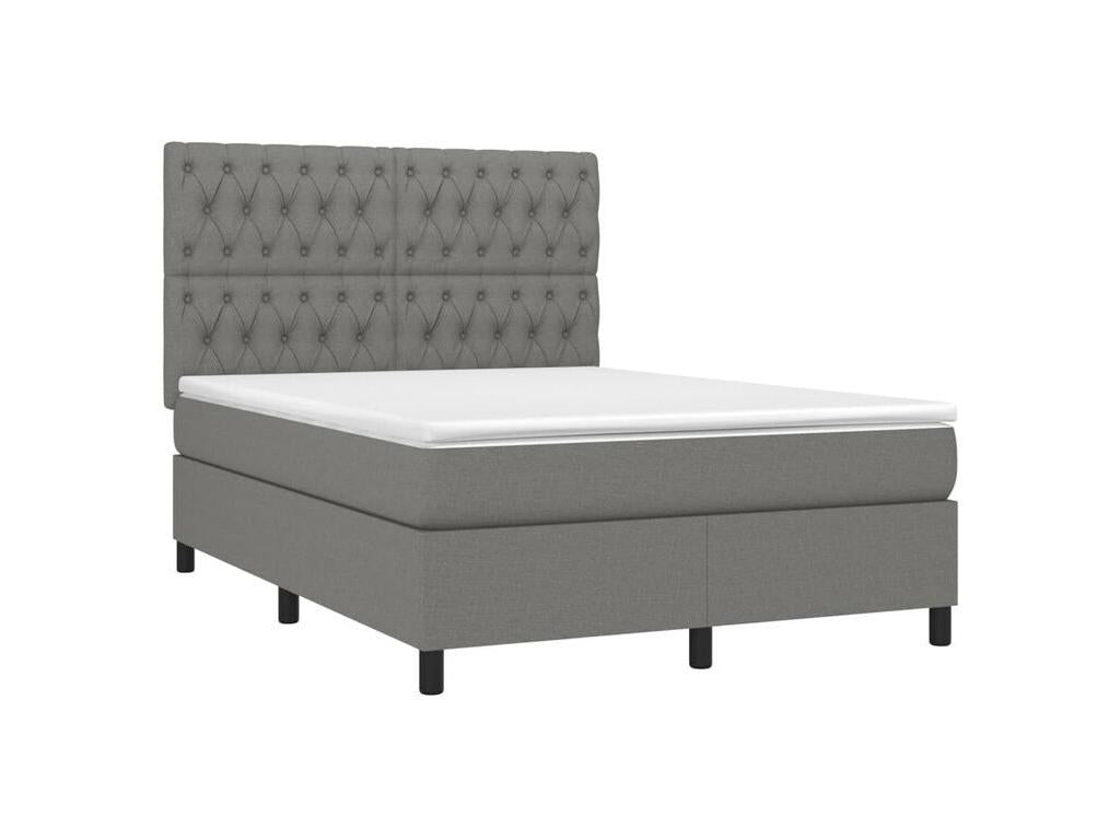 Domopure bed base with mattress, dark grey, 140x200 cm, fabric BFFX11374