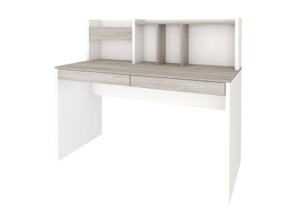 Desk with top cabinet, white fiberboard and wood, TACCO ENZQ76148