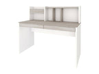 Desk with top cabinet, white fiberboard and wood, TACCO ENZQ76148