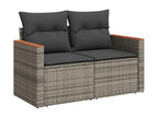 10-piece garden furniture set with cushions, grey woven resin BQOY56985