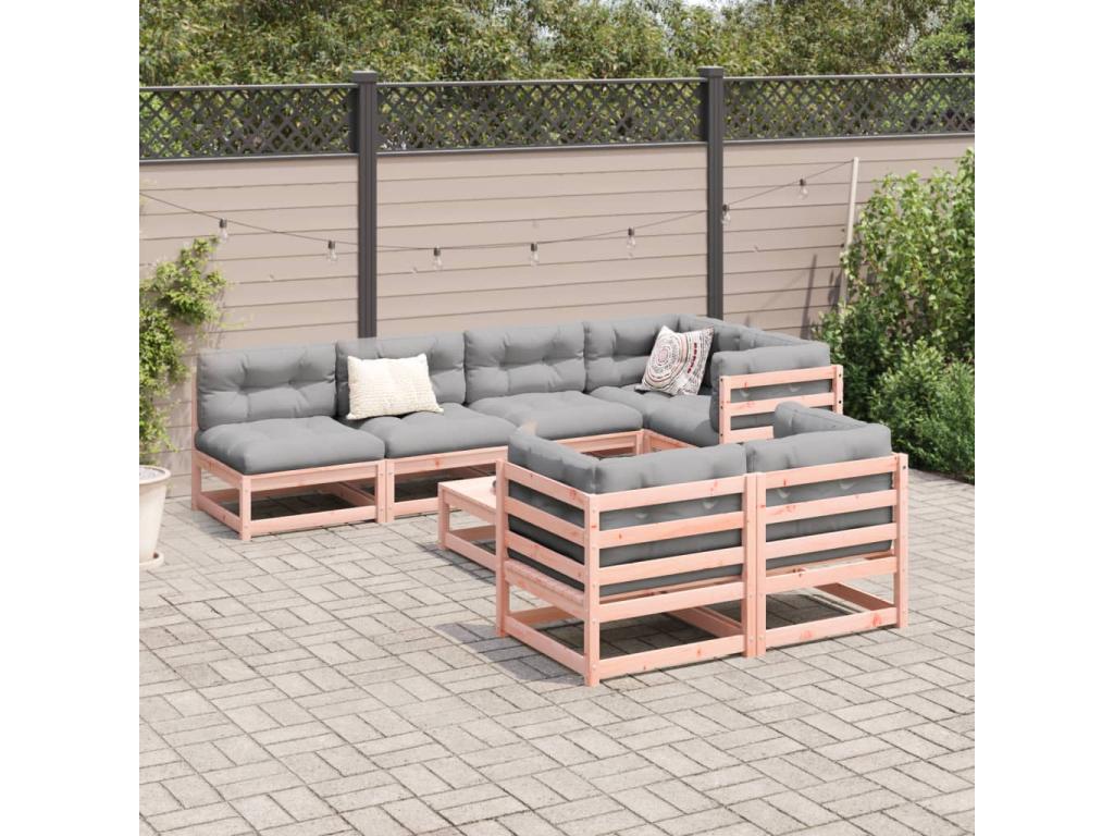 Domopure RHOF74508 8-piece solid fir wood garden furniture set