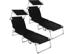 Set of 2 black sun loungers 190x35x28 cm 2208190 FBPT88005