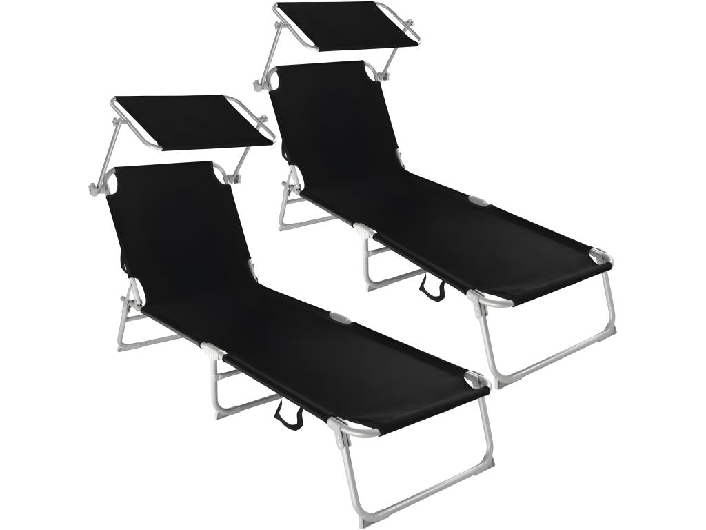 Set of 2 black sun loungers 190x35x28 cm 2208190 FBPT88005