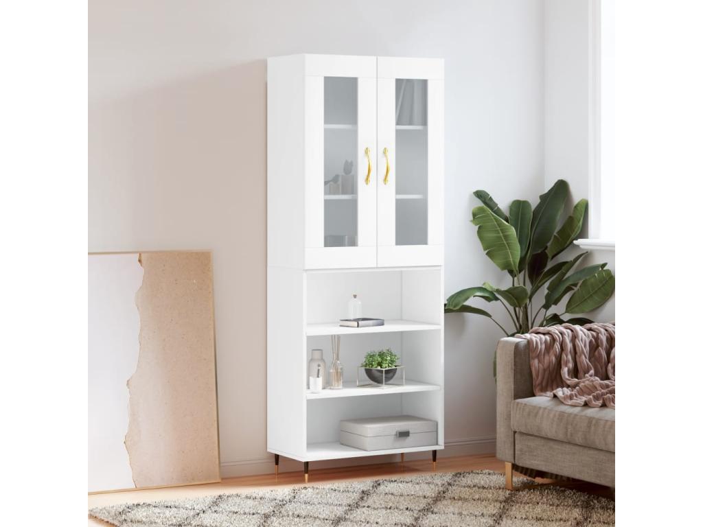 White Highboard 69.5x34x180 cm Engineered Wood ECJK68211
