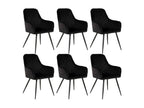 Decohaute - Set of 6 Black Velvet Armchairs with Black Steel Base GZWQ76053