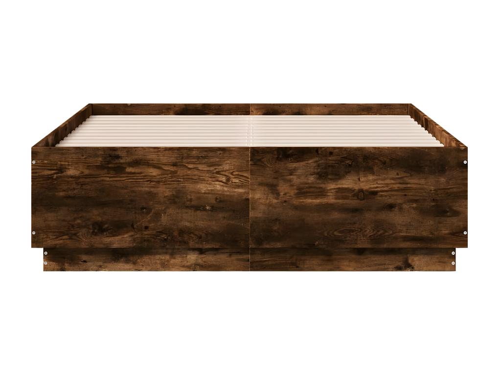 Bed frame with LED lighting, without mattress, smoked oak, 120x190 cm, ZTDD97941