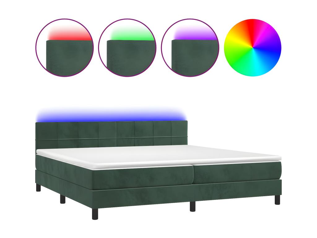 Chicyla bed base with LED mattress, dark green, 200x200 CFEQ57883