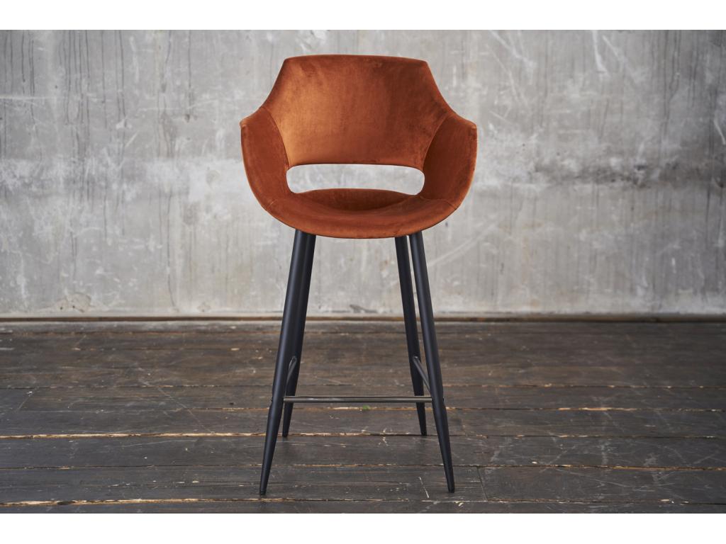 Stool - brown velvet - Domopure LWMA31476