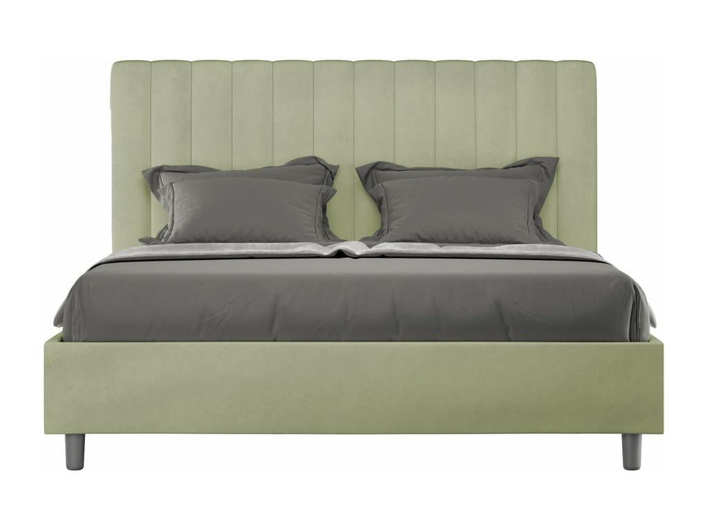 Bed with upholstered slatted base 160x200 microfiber green Decohaute DPTP40773