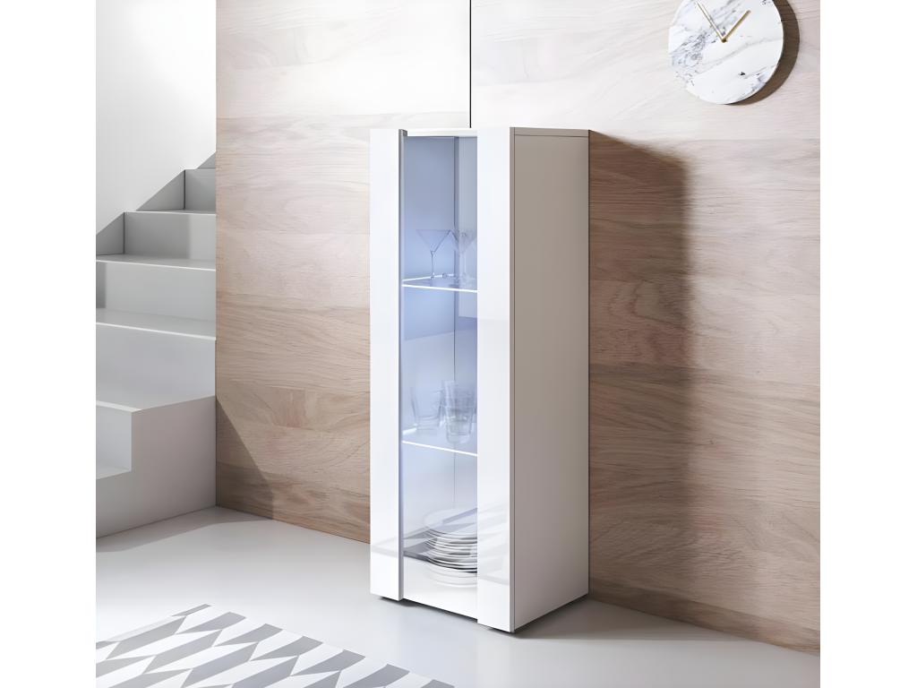 White display cabinet for living room/dining room with LED lighting, 40x29x128cm, Decohaute V2 ICAD09731
