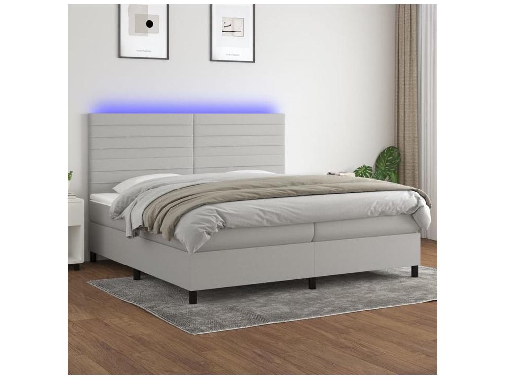 Decohaute bed base and mattress with LED light grey 200x200 PEWJ79085
