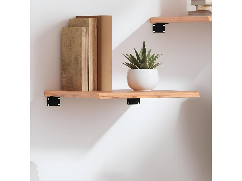 Light brown wall shelf 40x40x2 cm solid treated oak wood TQFY93453