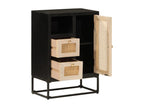 Black sideboard 55x30x76 cm solid mango wood and iron YRFP44169