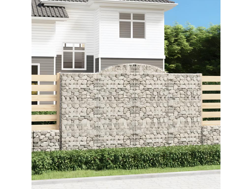 3-piece arched gabion baskets, 300x50x180/200 cm, galvanized iron NHJG76704