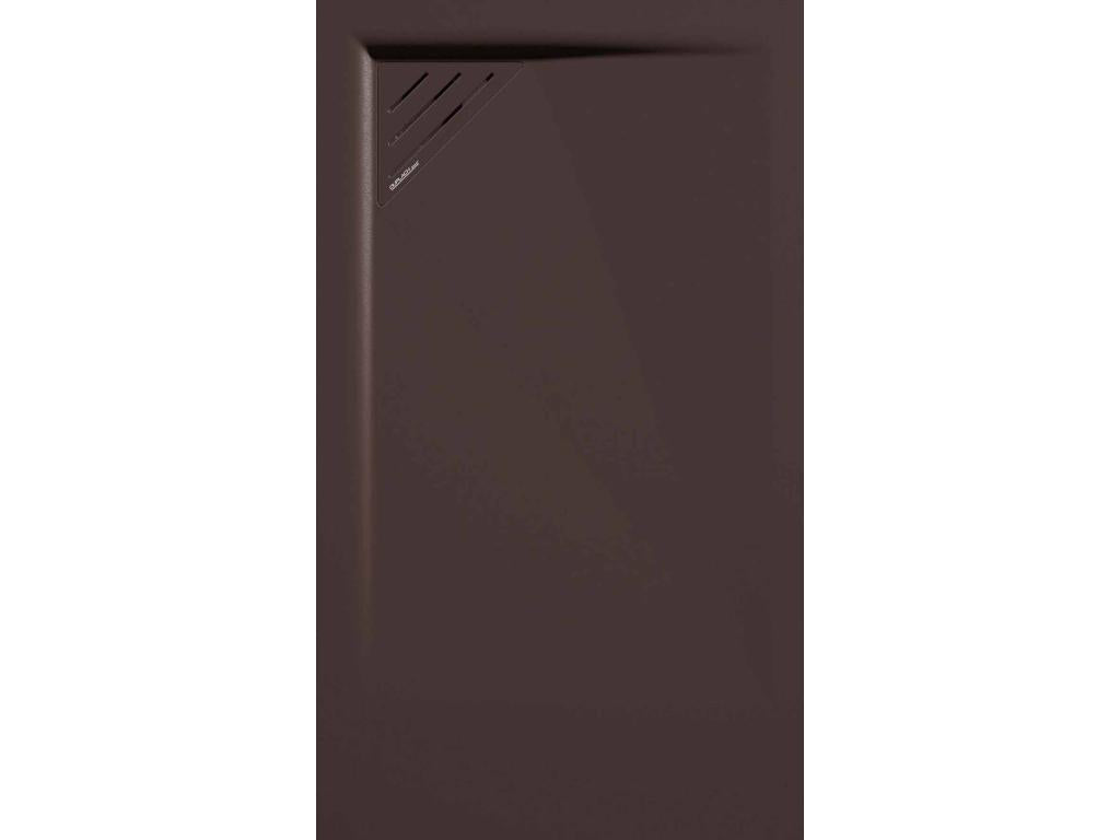 Chocolate shower tray, smooth finish, Domopure colored grid - 140x80 cm AAXQ26727