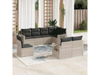 8-piece garden furniture set with light grey cushions, woven resin SSRN39069