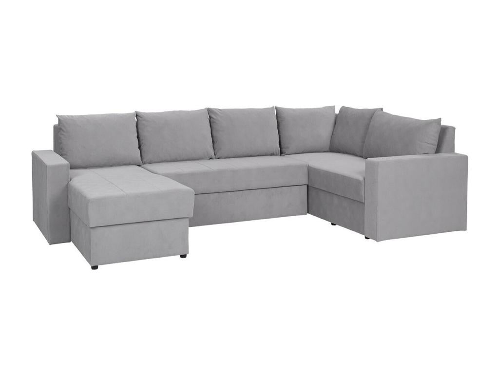 Domopure 144 Grey Corner Sofa with Sleeping Function and Bedding Box, 300x188x89cm PURS88404