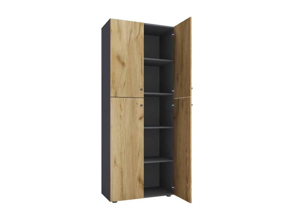 Decohaute Office Cabinet for Books and Filing Cabinets, Office Furniture, Decohaute Cabinet with 5 Hinged Doors, Anthracite/Honey Oak ZHRS39030