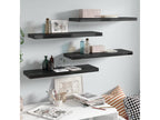 Floating wall shelf, 4 pcs, glossy black, 80x23.5x3.8 cm, MDF, IYTF50492