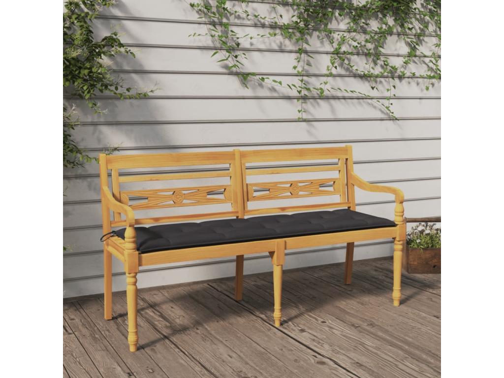 Domopure bench with anthracite cushion, 150cm, solid teak wood, CJZO44978