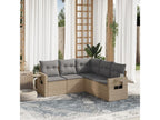 5-piece garden furniture set with cushions, beige wicker resin HGYY66296