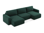 Panoramic convertible sofa in Strukturstoff - bottle green - Domopure MNHZ33809