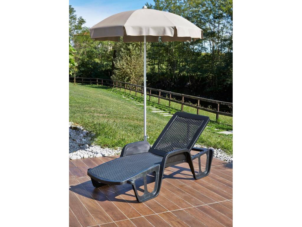 Domopure Chaise Longue Adjustable Garden Chaise Longue with Armrests Outdoor Chaise Longue Made in Italy 192x71h100 cm Anthracite YSJV99130