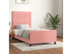 Pink velvet bed frame without mattress, 80x200 cm, BNDE67231