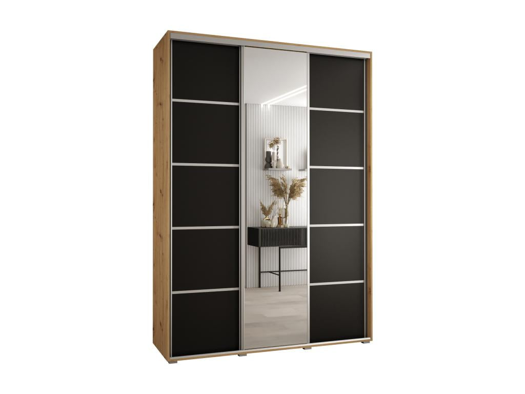 Domopure 5 Sliding Door Wardrobe 235.2/180/45 3 Doors Domopure/Black/Silver IPID67502