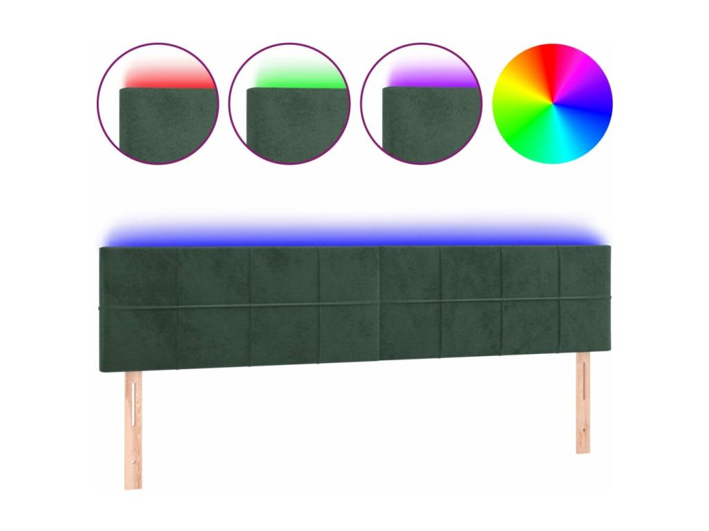Dark Green LED Headboard 160x5x78/88 cm Velvet EKOO65747