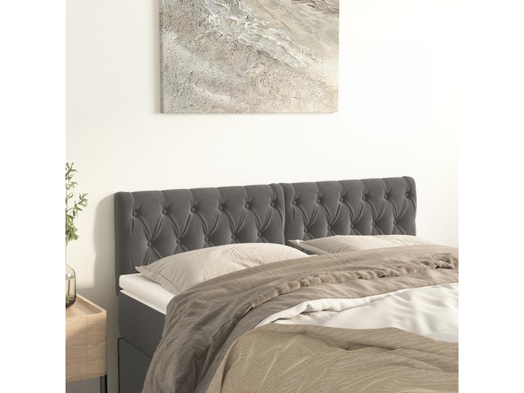 2-piece headboard set, dark grey, 72x7x78-888 cm, velvet, LONY70682