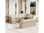 14-piece beige woven resin garden furniture set with cushions DCGZ44766