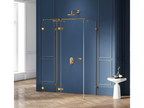 Domopure GOLD BRUSHED left-hand pivot shower enclosure 110x70, brushed gold color, front access NLSK54070