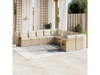 Garden furniture set with cushions, 10 pieces, beige woven resin, JLOW09899