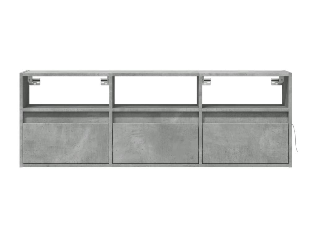 Wall-mounted TV unit with Domopureères LED lighting, concrete grey, 130x31x45 cm, BZVP10090