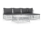 Garden furniture set with cushions, 5 pieces, white steel, NMLV10919