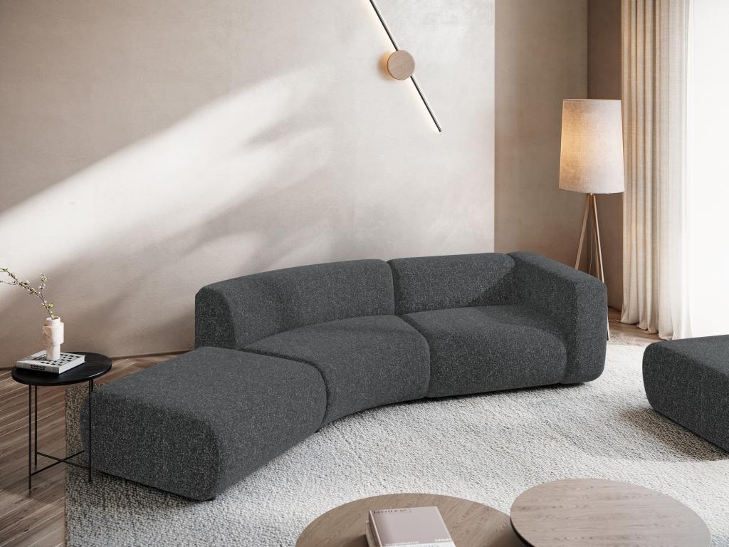 Modular 4-seater sofa, left-hand facing, in textured fabric - graphite - Decohaute JXGY35790