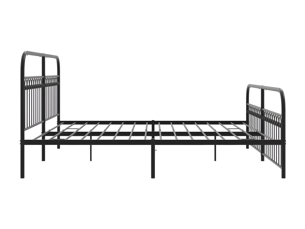 Metal bed frame with headboard/footboard, black, 200x200 cm, BOBA64014