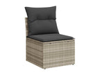 9-piece garden furniture set with light grey cushions, woven resin HNKM63622